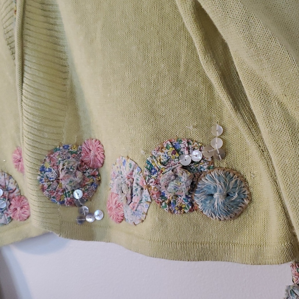 J.Jill Lightweight Throw On Sweater Cotton Linen Quilted Embroidery Size MP BoHo - Picture 3 of 14